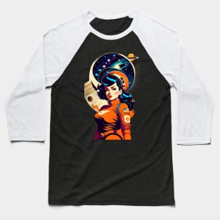 Space Pin Up Girl Baseball T-Shirt